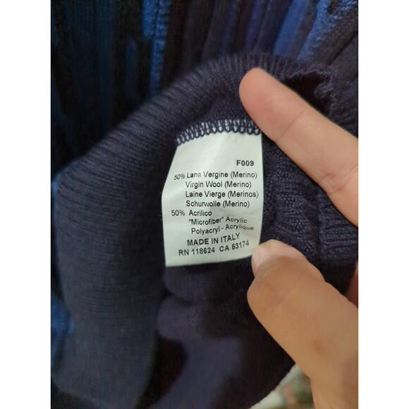 Montechiaro Navy Blue Men's Italian Wool Crewneck Sweater - Picture 3 of 4